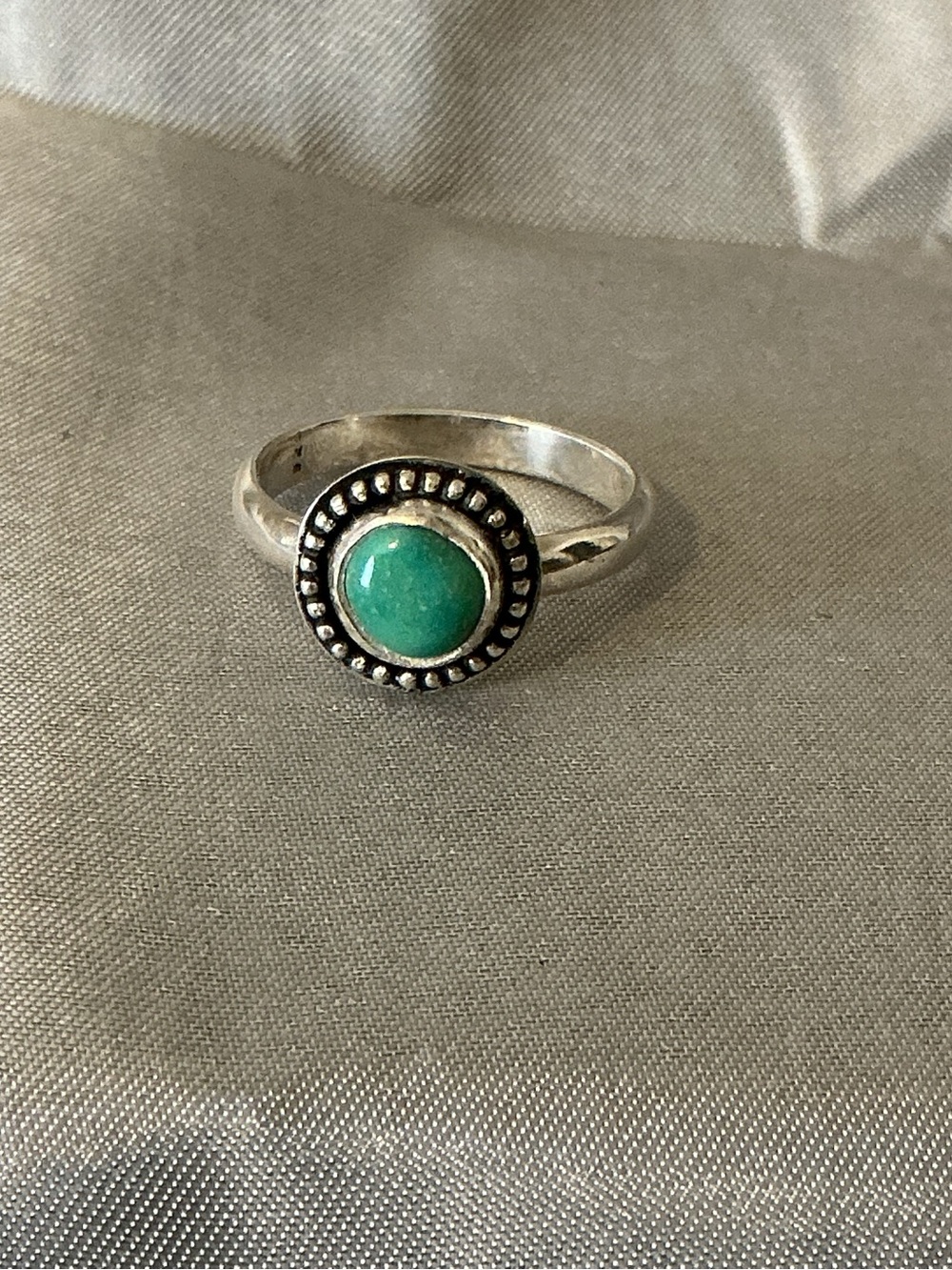 Sterling Silver Ring with Green Turquoise Accent